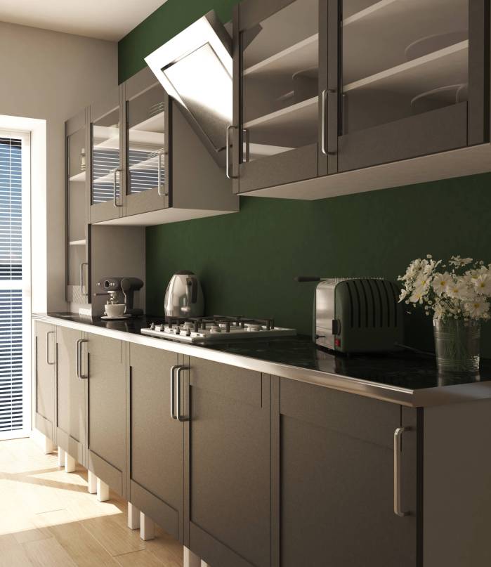 3D render of a contemporary kitchen interior